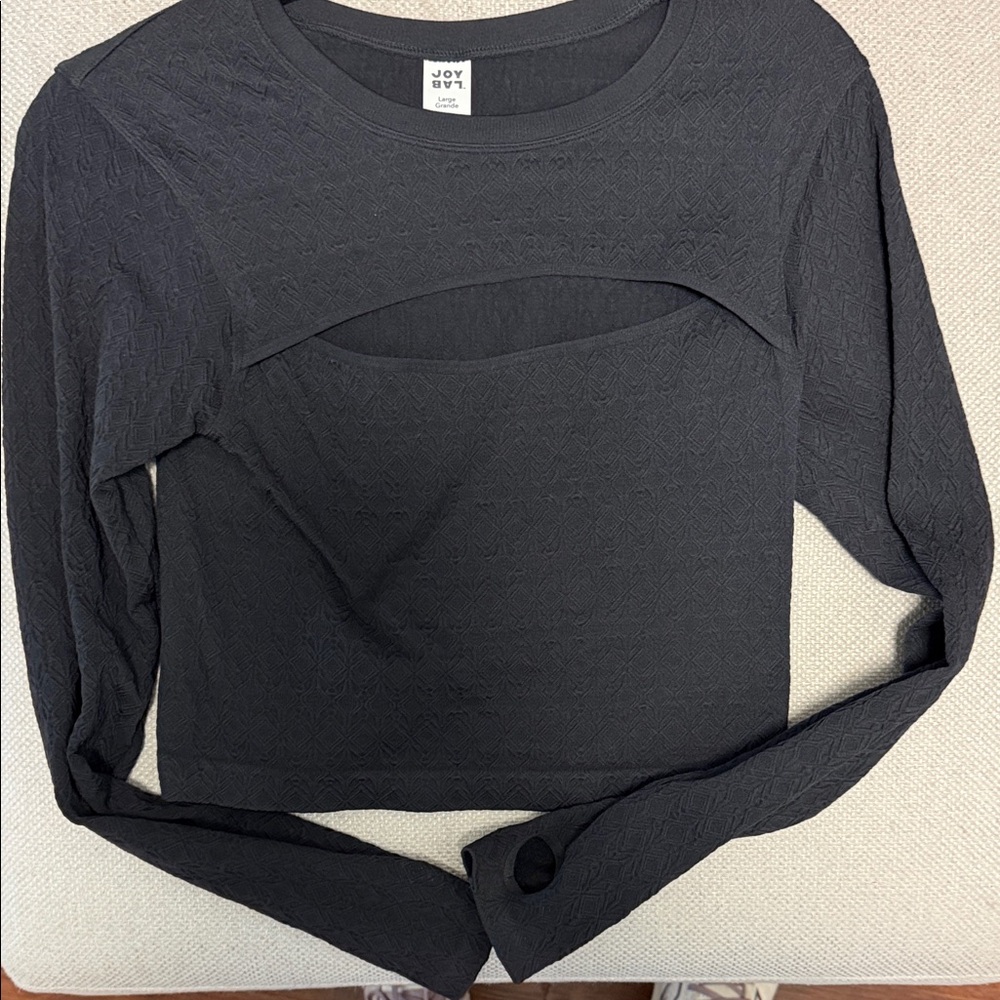 JoyLab Women's Black Long Sleeve Cutout Top